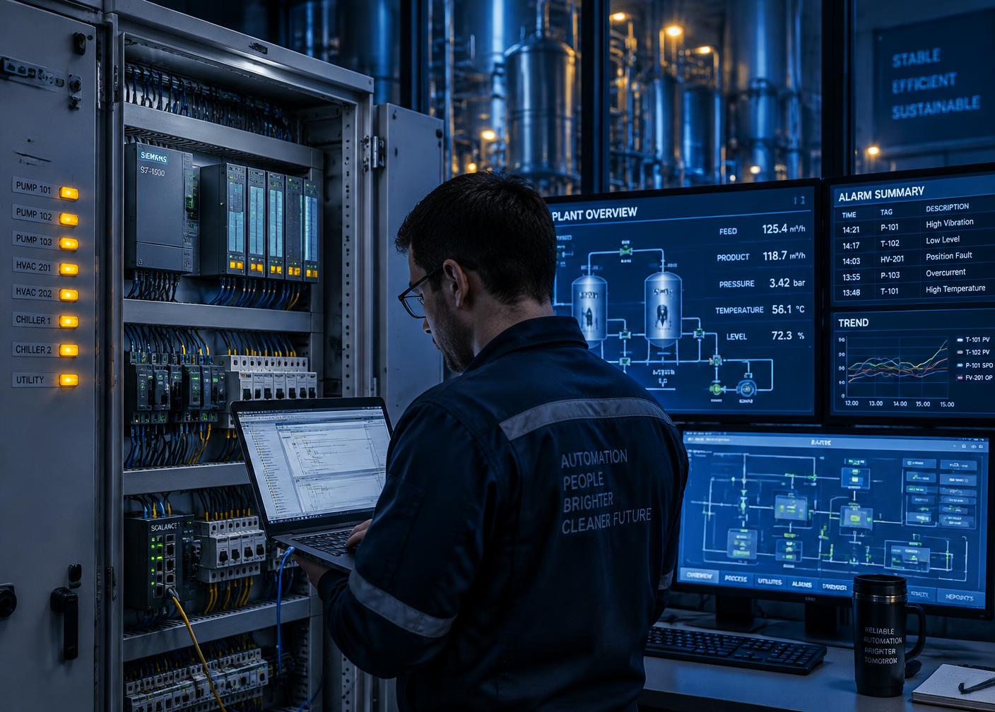 Industrial automation engineer working with control systems